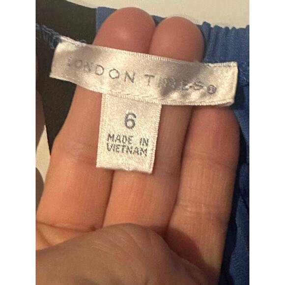 London Times Style Blue & Black Colorblock Maxi-Dress, Halter Neckline Size 6 - Picture 5 of 6